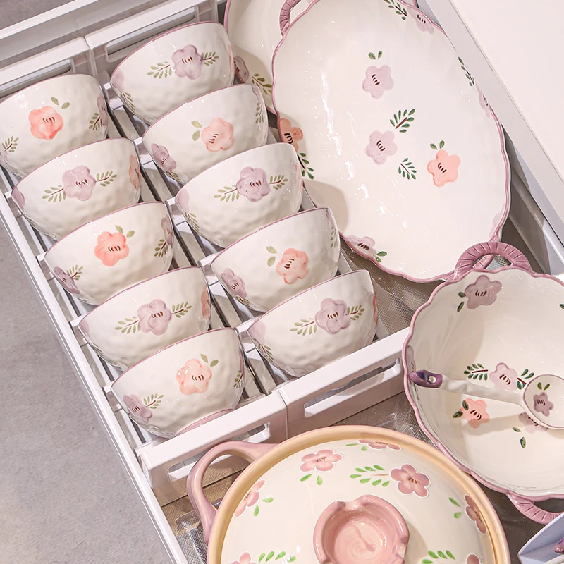 高颜值2025新款陶瓷餐具套装釉下彩乔迁之喜吃饭轻奢日式紫萱花