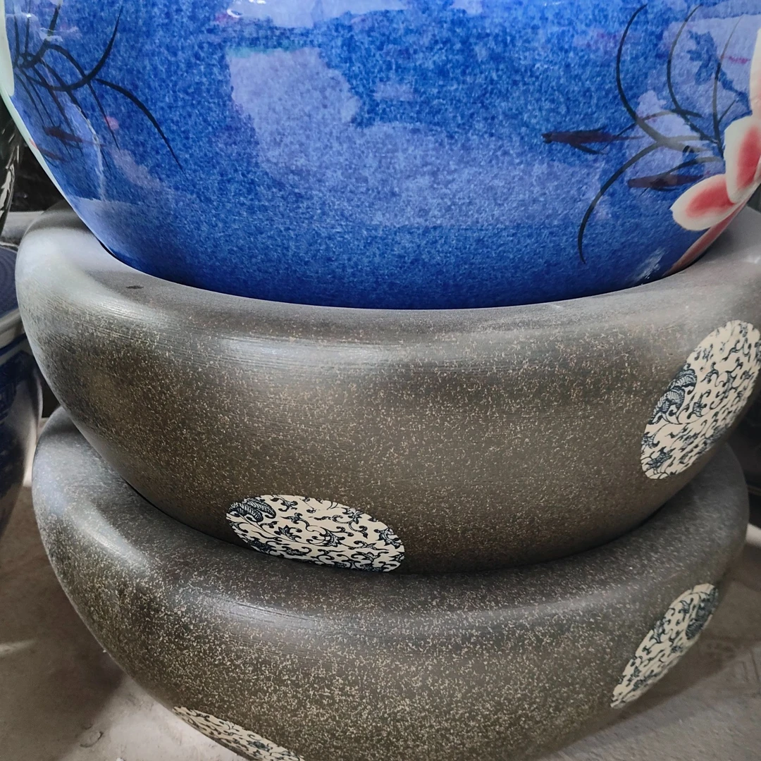 景德镇陶瓷缸鱼缸浅盆代拍高温陶瓷缸大缸养鱼荷花古法陶瓷鱼缸