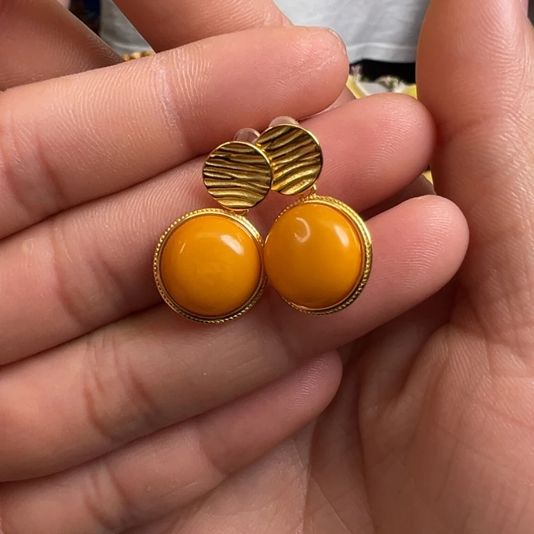 蜜蜡银S925镀金镶嵌裸石蜜蜡