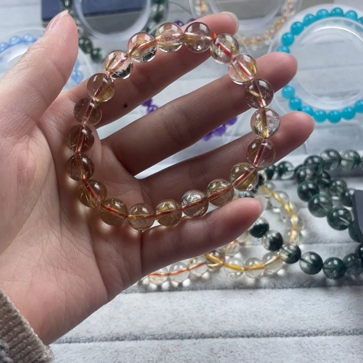 水晶圆珠未镶嵌金发晶9mm手串