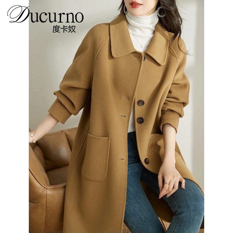 2025秋冬新款双面绒大衣女中长款高端时尚呢子外套羊毛单排扣显瘦