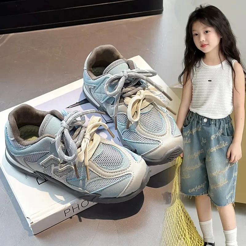 ABC女童鞋子2025春秋季新款儿童网面透气运动女大童童鞋女童