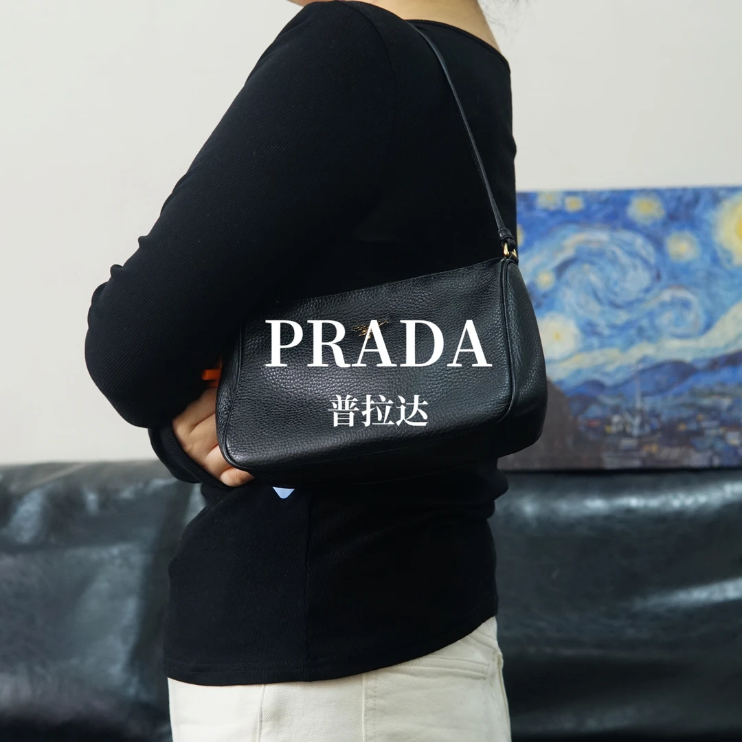 95新 Prada/普拉达 黑金单肩包/HD12606031/6031