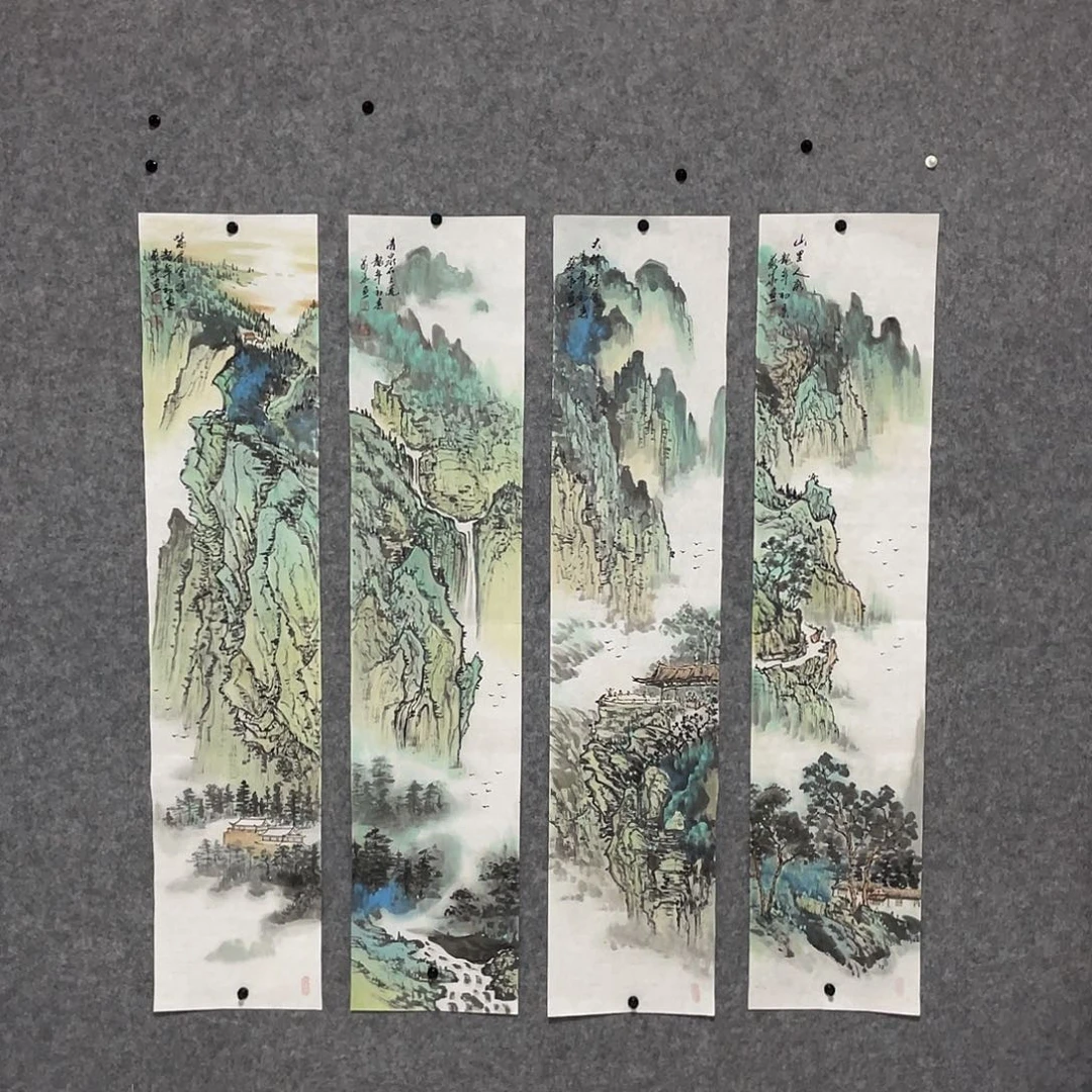 国画山水四条屏138.30画芯