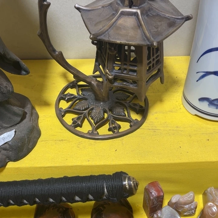 竹***林铜中古工艺品摆件