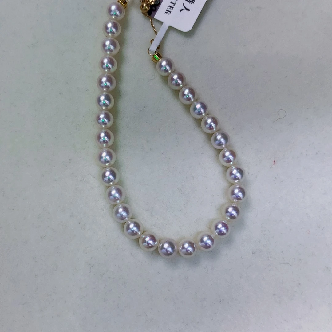 18K金镶嵌海水珍珠海水akoya设计款手链5.5-6mm