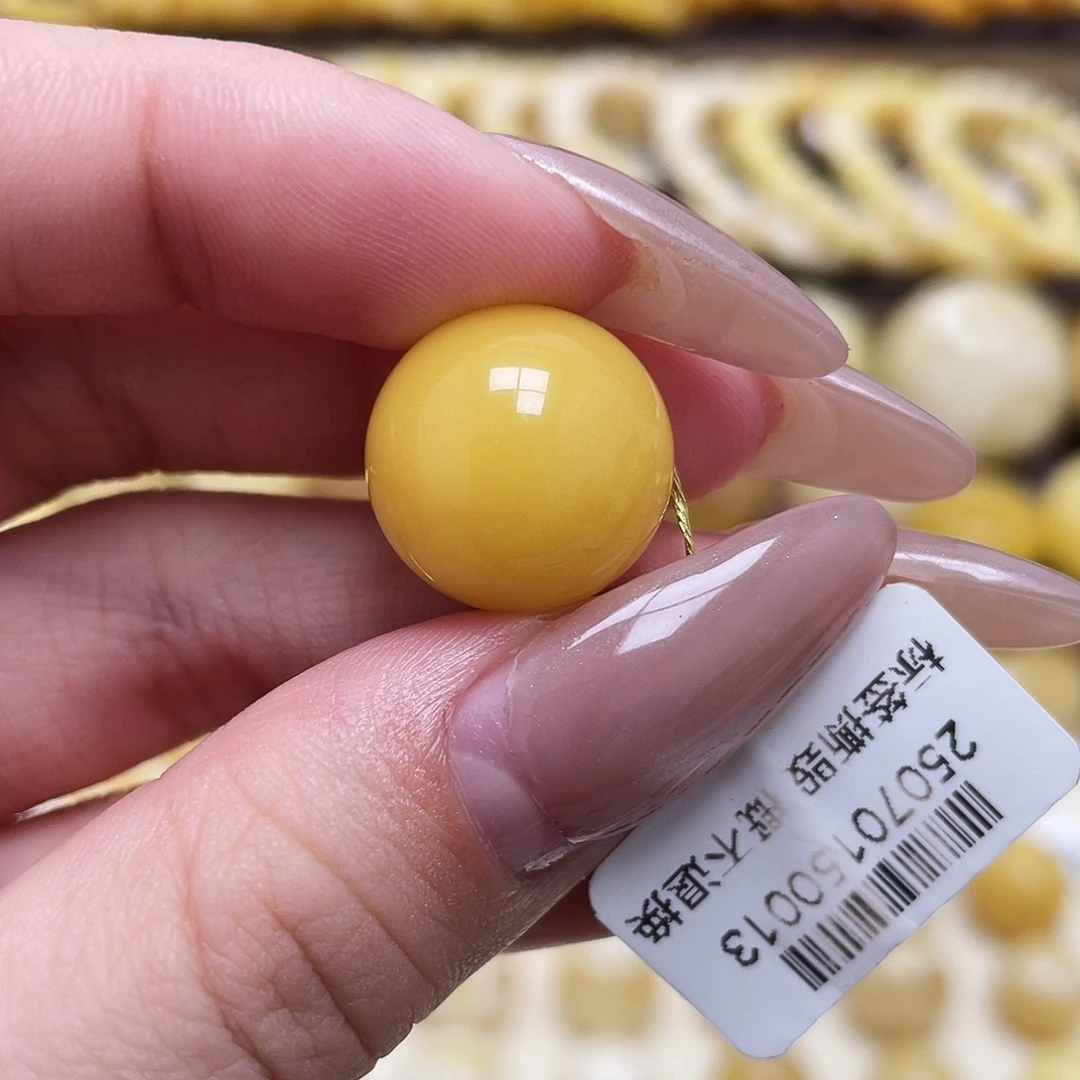 琥珀未镶嵌裸石16mm氧化款圆珠