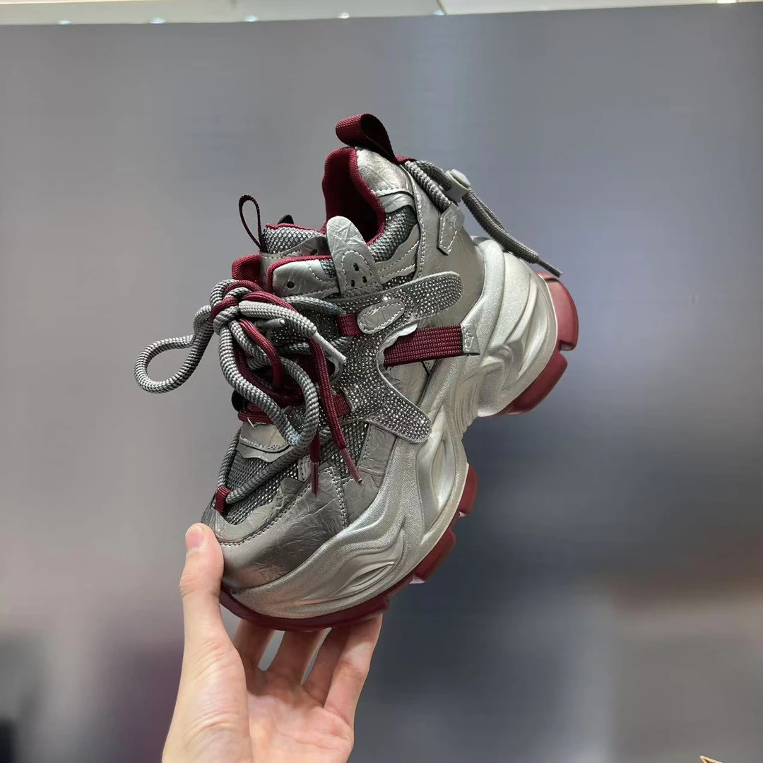 水钻厚底老爹鞋女ins2025春季新款网红时尚百搭潮鞋休闲运动女鞋