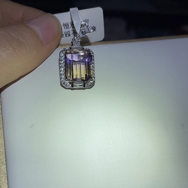 水晶珠宝半成品银S925镶嵌紫黄晶