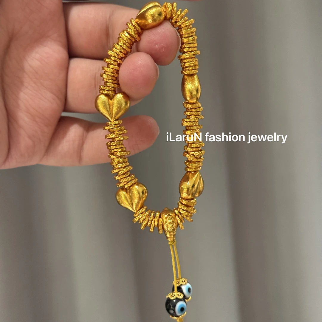 铜合金锦纶手镯 iLaruN新款金色手链蓝眼睛铜镀金