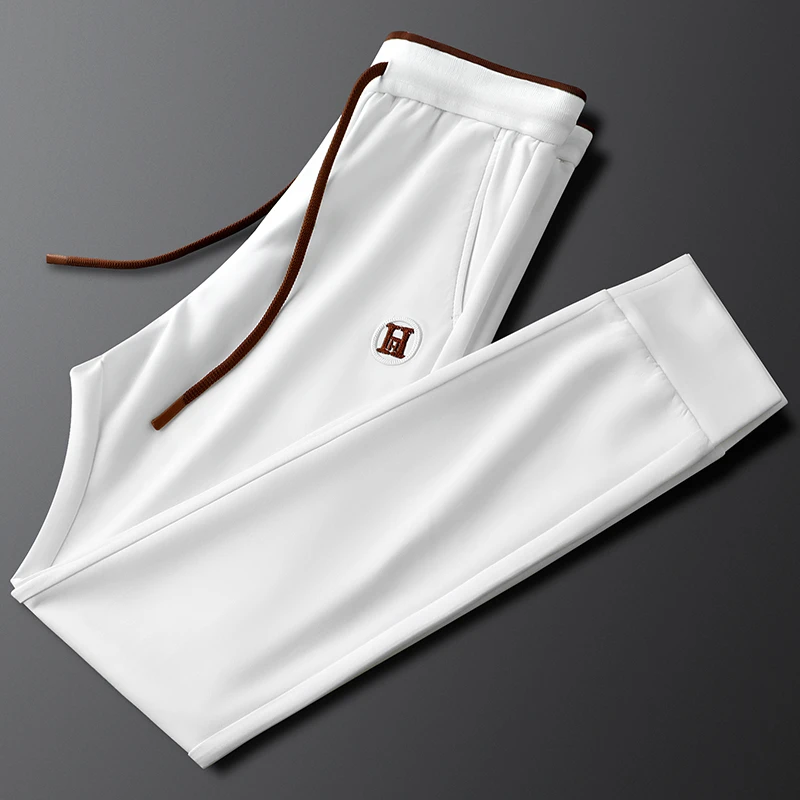 2025年夏季薄款弹力休闲运动裤男修身束脚男士松紧腰卫裤百搭长裤