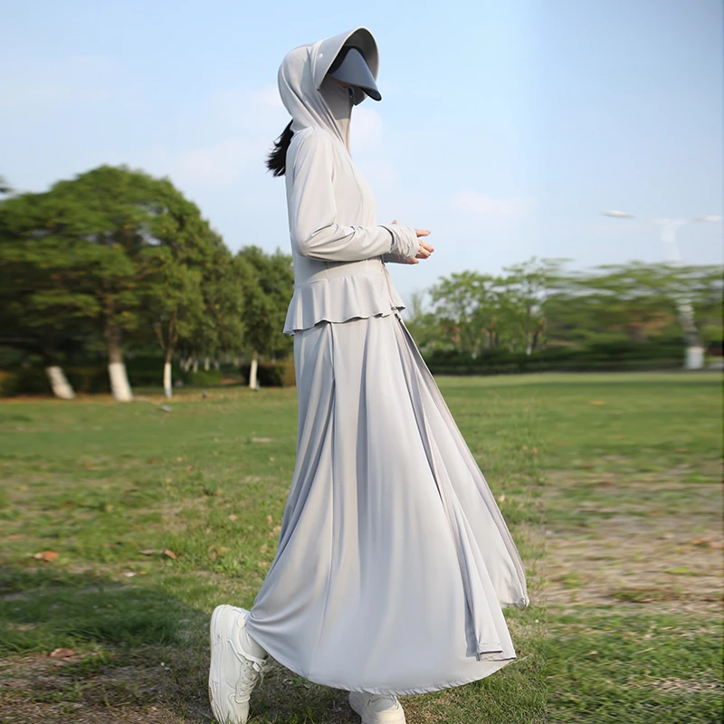 冰丝长款全身防晒衣女夏季外套新款薄透气防紫外线户外专业防晒服