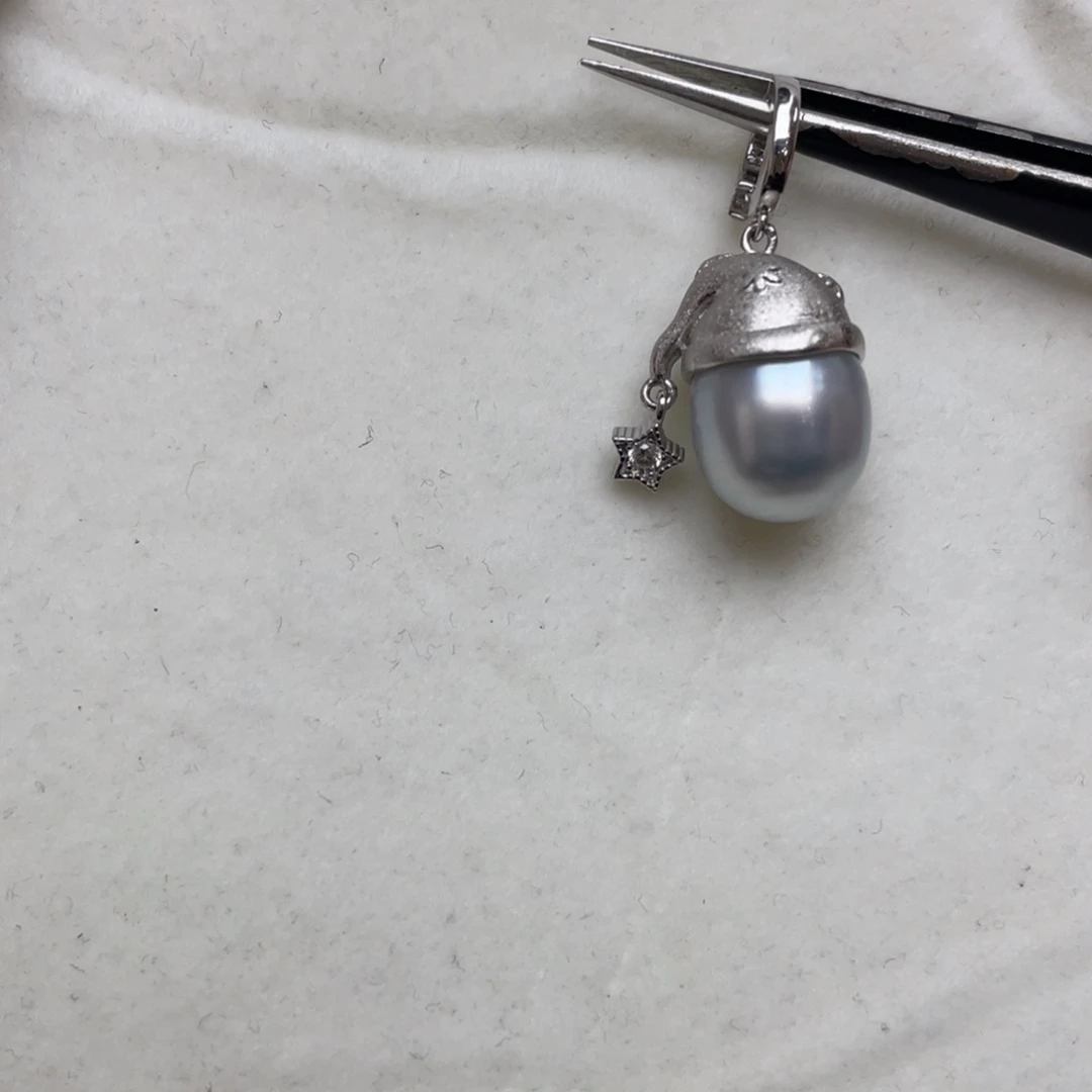 吊坠(不含链)银S925镶嵌海水珍珠