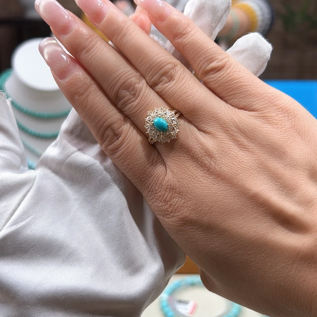 绿松石未镶嵌12玉化料戒指放漏