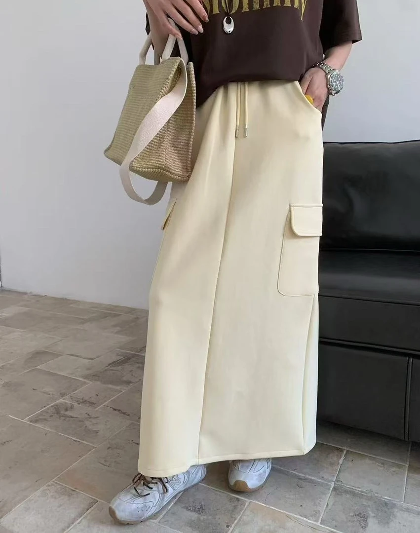 【25056】予#松紧腰休闲百搭卫裙