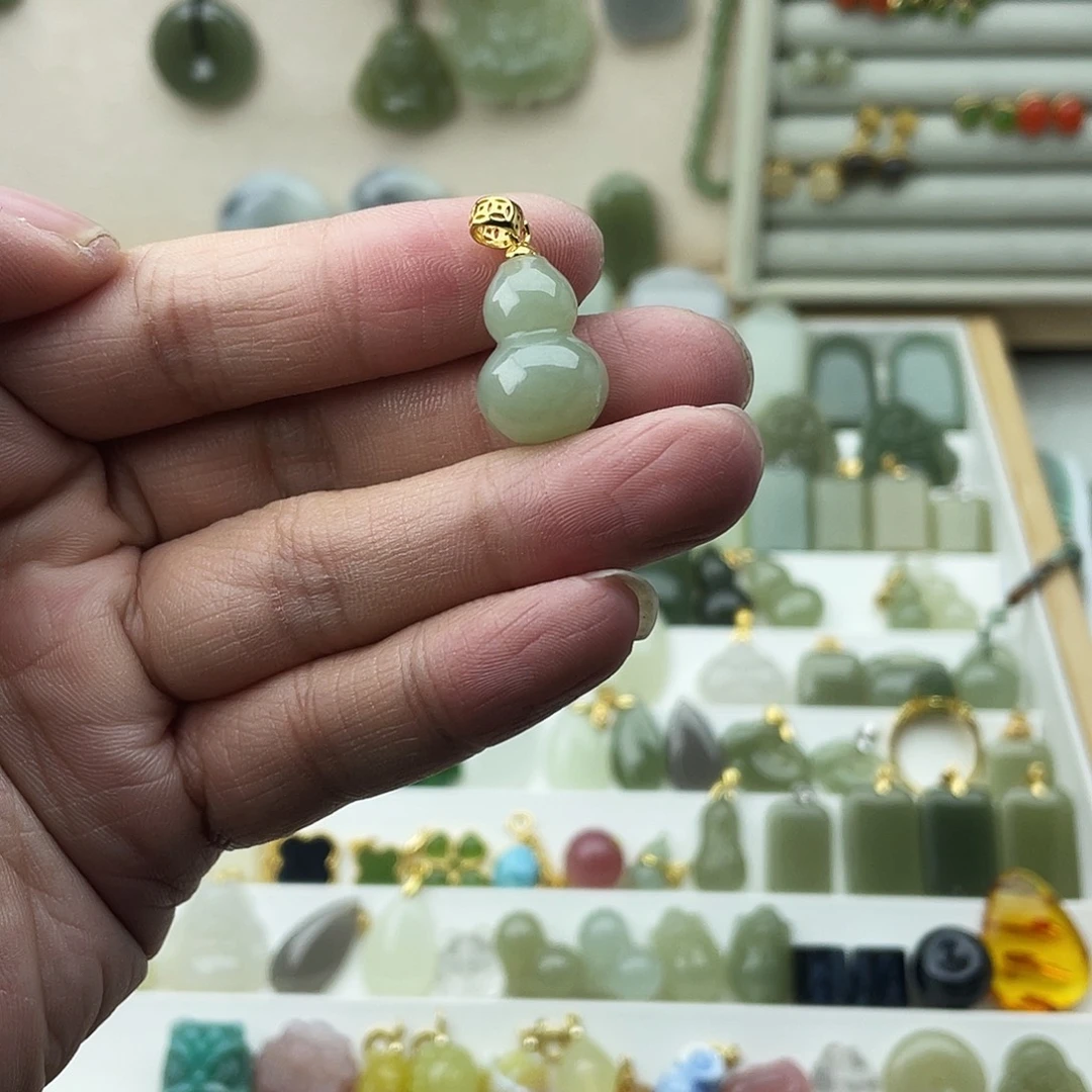 和田玉银S925镶嵌吊坠(不含链)