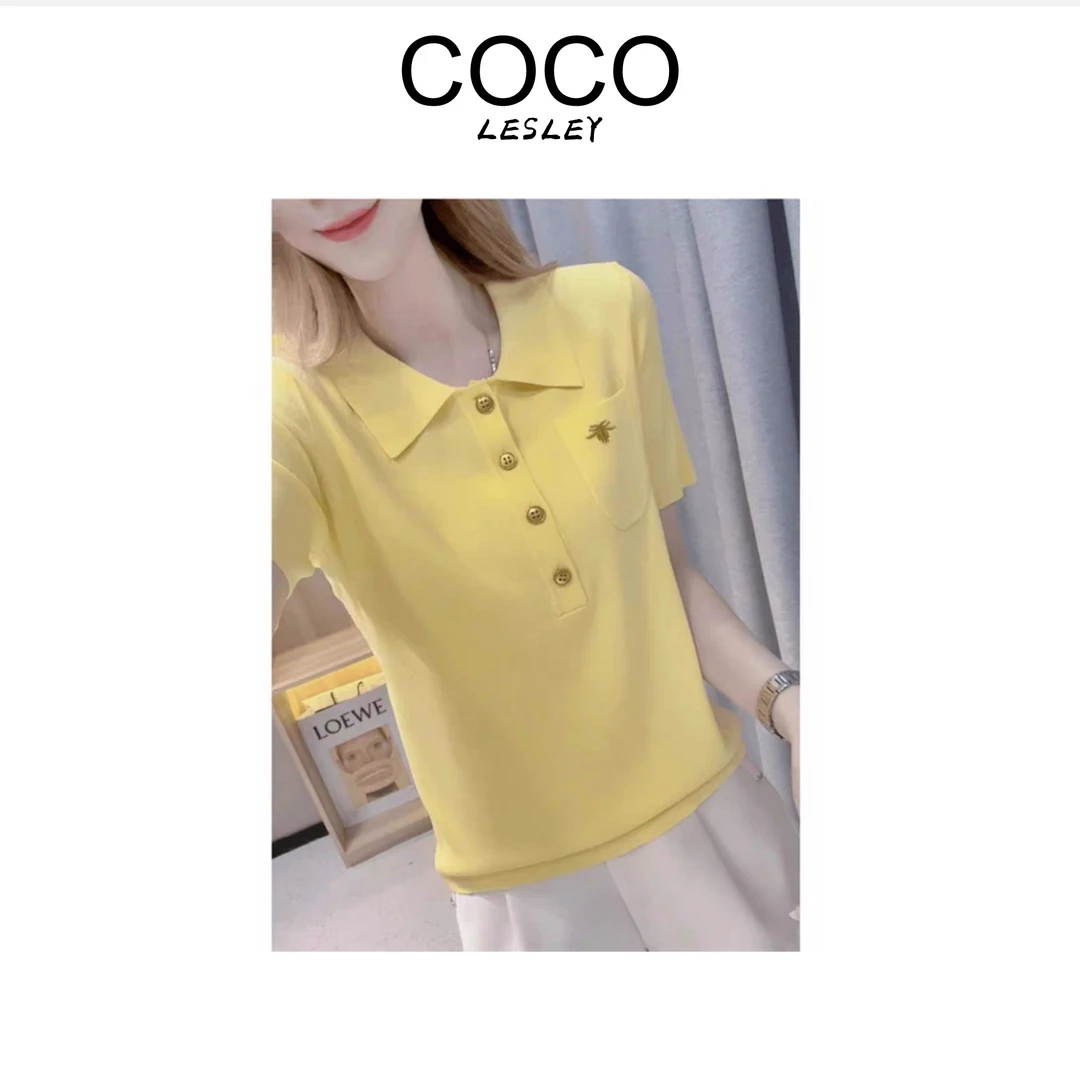 【COCO LESLEY】欧货小众Polo蜜蜂刺绣短袖夏季休闲洋气上衣X999