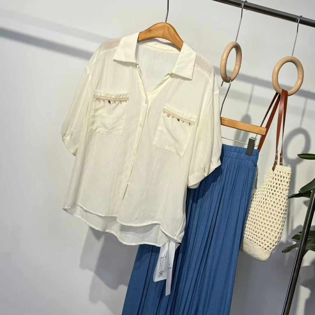 气质双口袋短袖衬衫ZBS33350衣长67