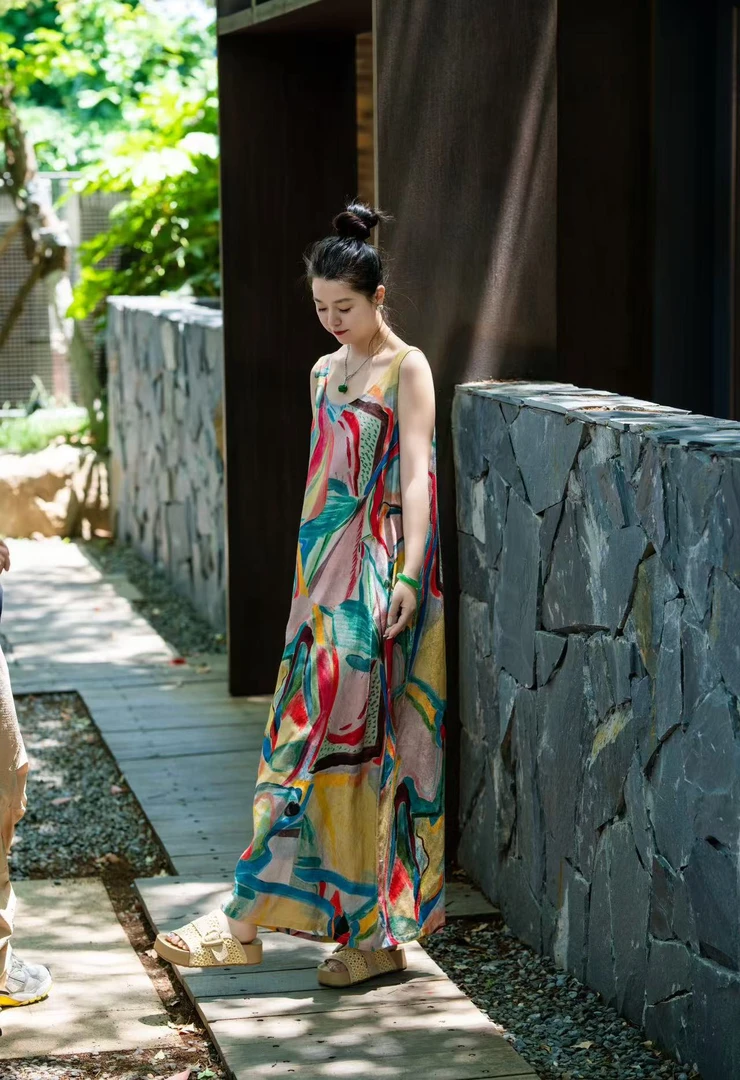 加莉精选【盛夏】莱赛尔织花高货背心裙 分码