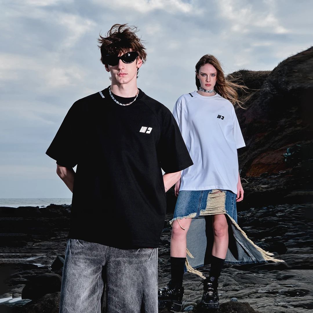 王奕同款刺绣logo百搭纯棉短袖T恤男女情侣潮牌打底衫夏季半截袖