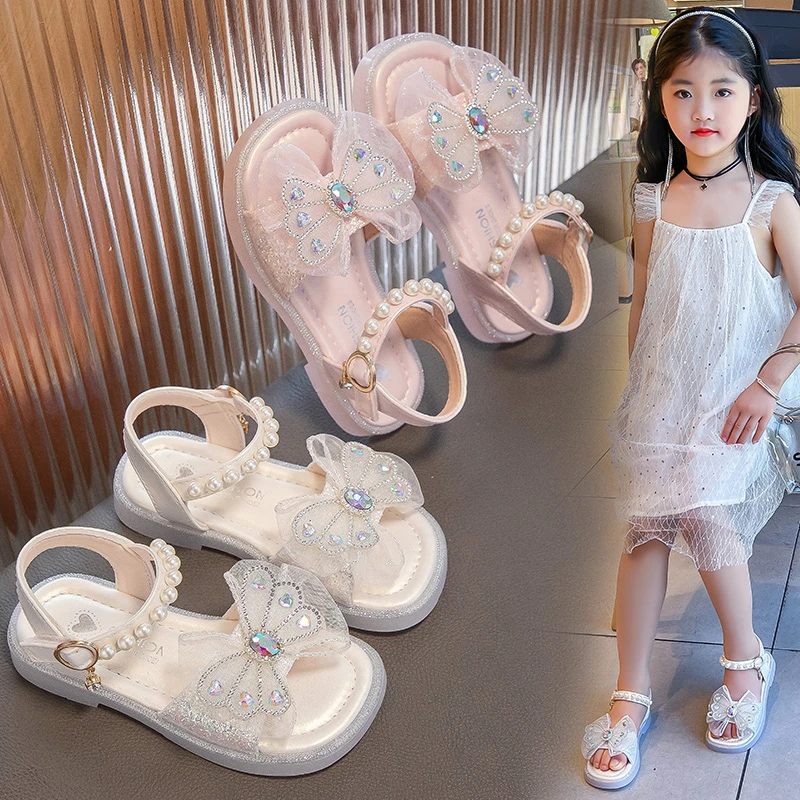 女童鞋子儿童公主凉鞋2025新款夏季夏款女孩宝宝软底洋气水晶大童