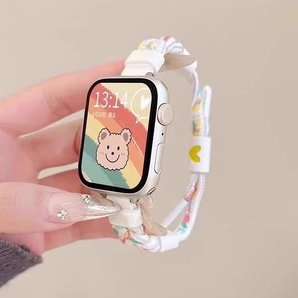 适用iwatchs11编织表带s9苹果手表8抽绳高级尼龙腕带applewatchse