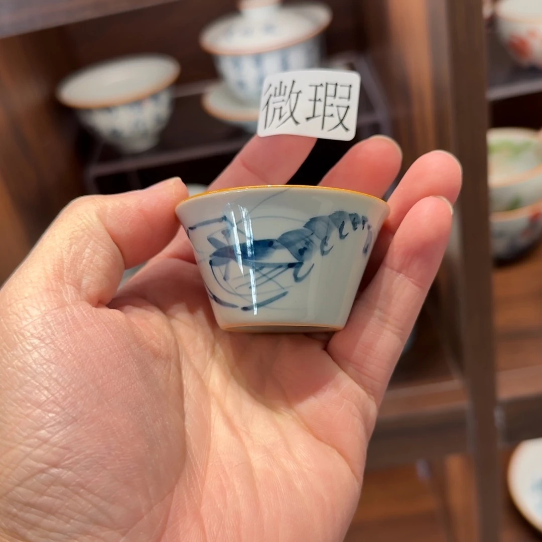 釉下手绘茶具微瑕
