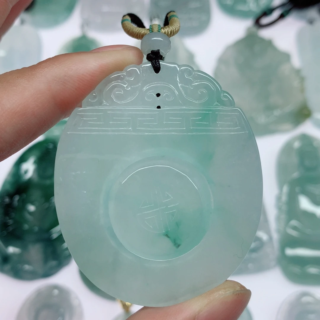 翡翠未镶嵌挂件无事牌