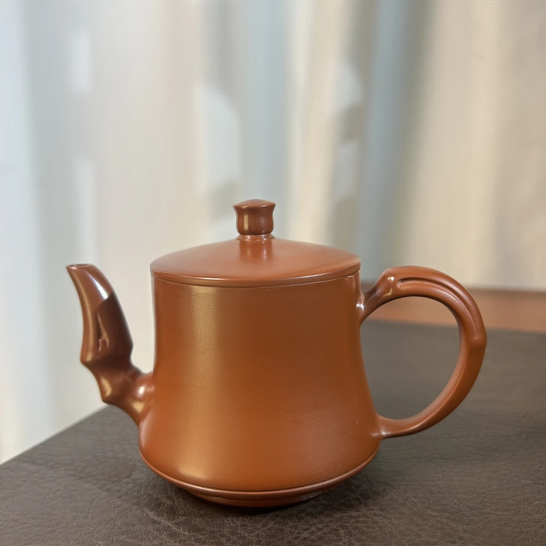 竹节壶约120毫升朱泥薄胎潮州全手工小容量手拉壶茶壶纯手工茶具
