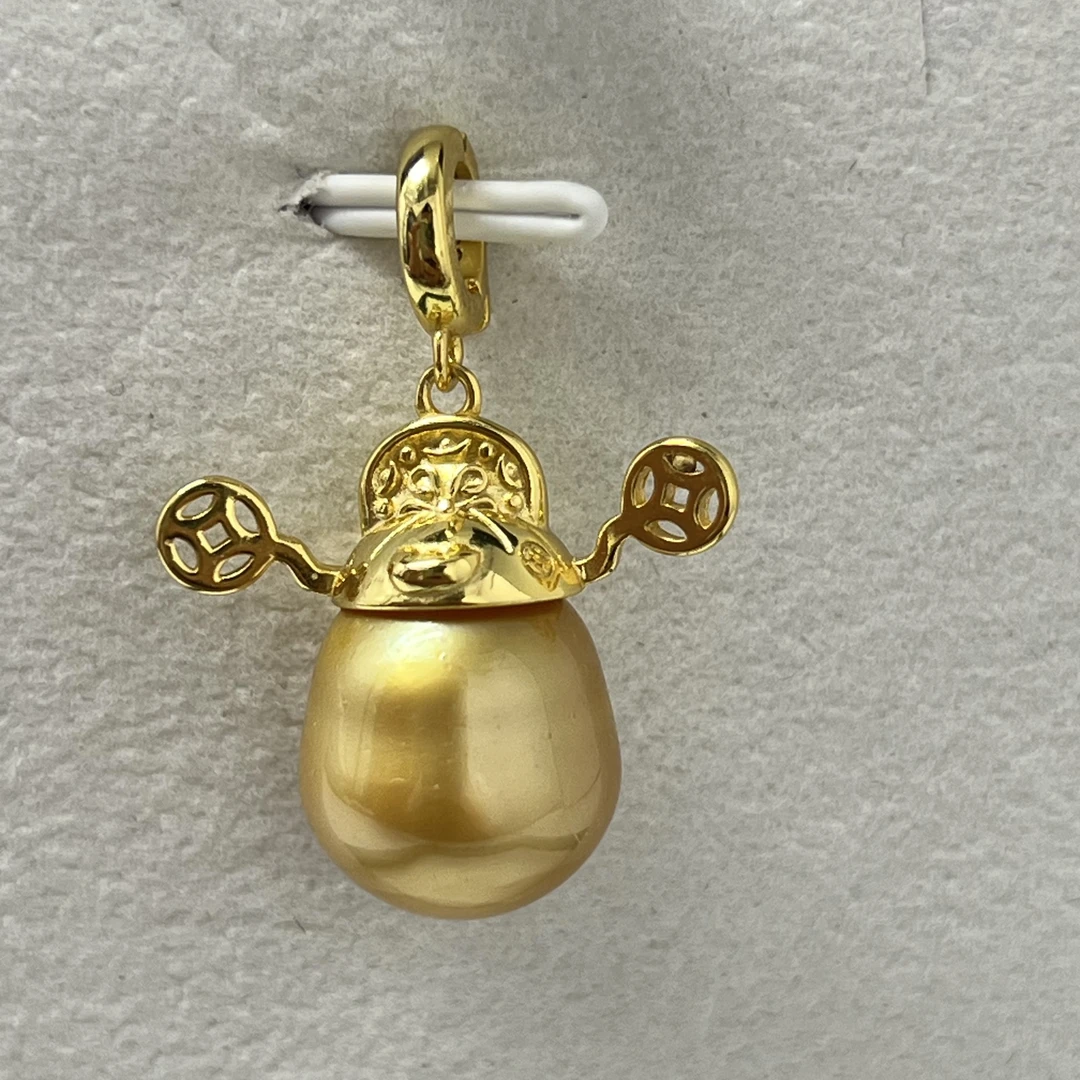 天然海水南洋金珠吊坠12-13mm财神爷时尚经典百搭