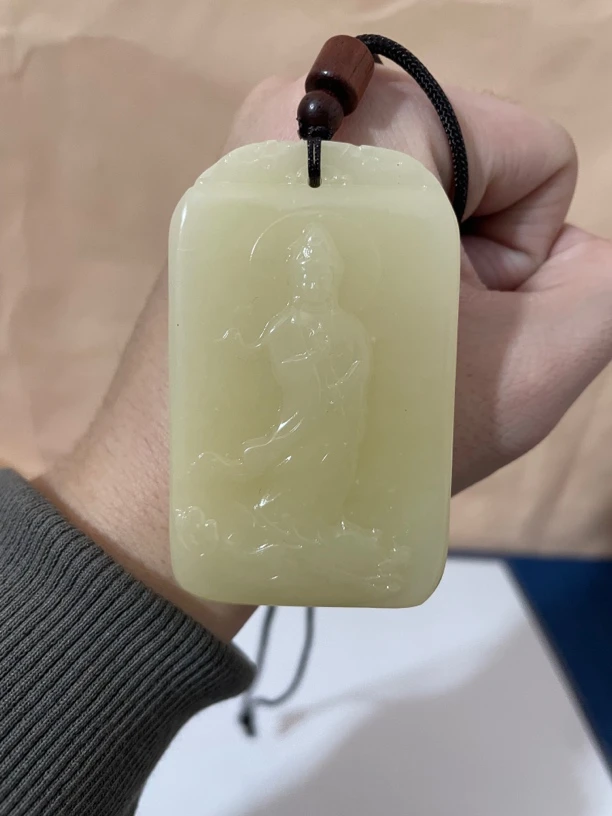 满糖御龙观音长方形光面吊坠平安无事牌吊坠男女项链纯白色吊坠