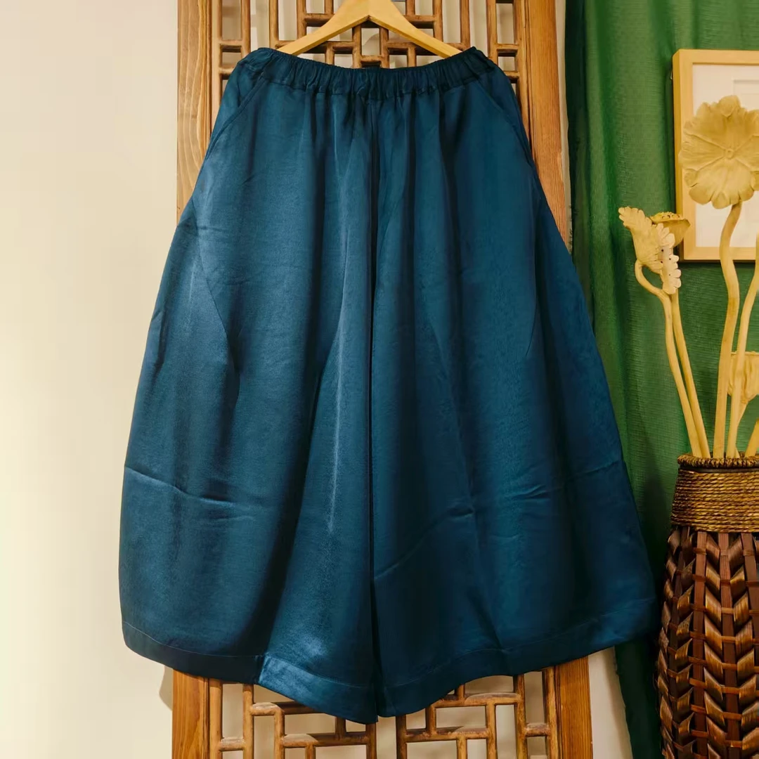 （LK0040-3）凤徕兮私人定制藏青色光板全松紧花苞长裤  单