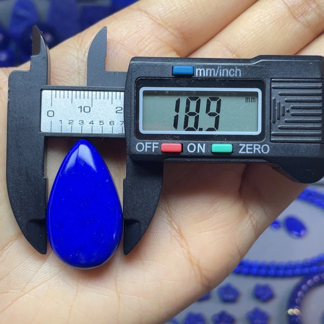 青金石未镶嵌18×33mm裸石水滴蛋面配饰