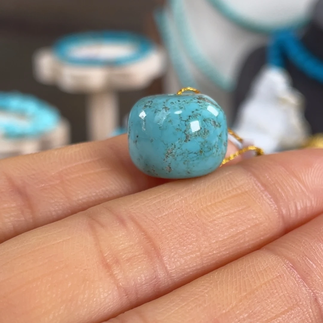 绿松石未镶嵌套链高瓷老型珠15mm