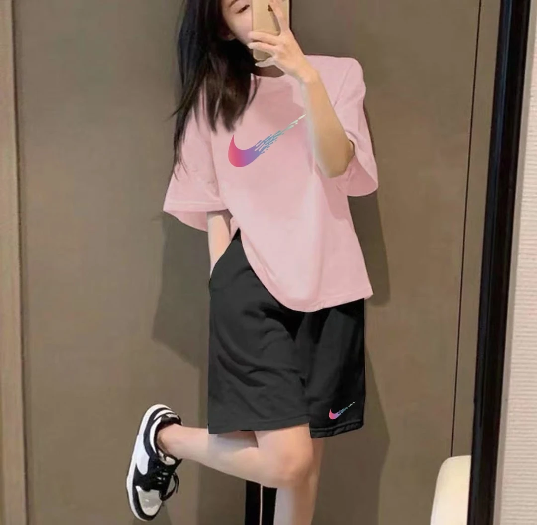 【套装】奥特莱斯官方正品休闲运动运动短袖短裤套装女运动装女套装