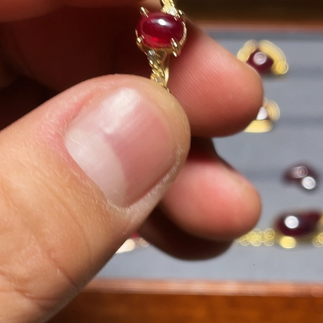天然辰砂天然宝石级晶体朱砂戒指