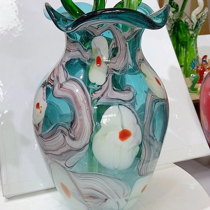 琉璃手工艺品琉璃花瓶高度32厘米9厘米