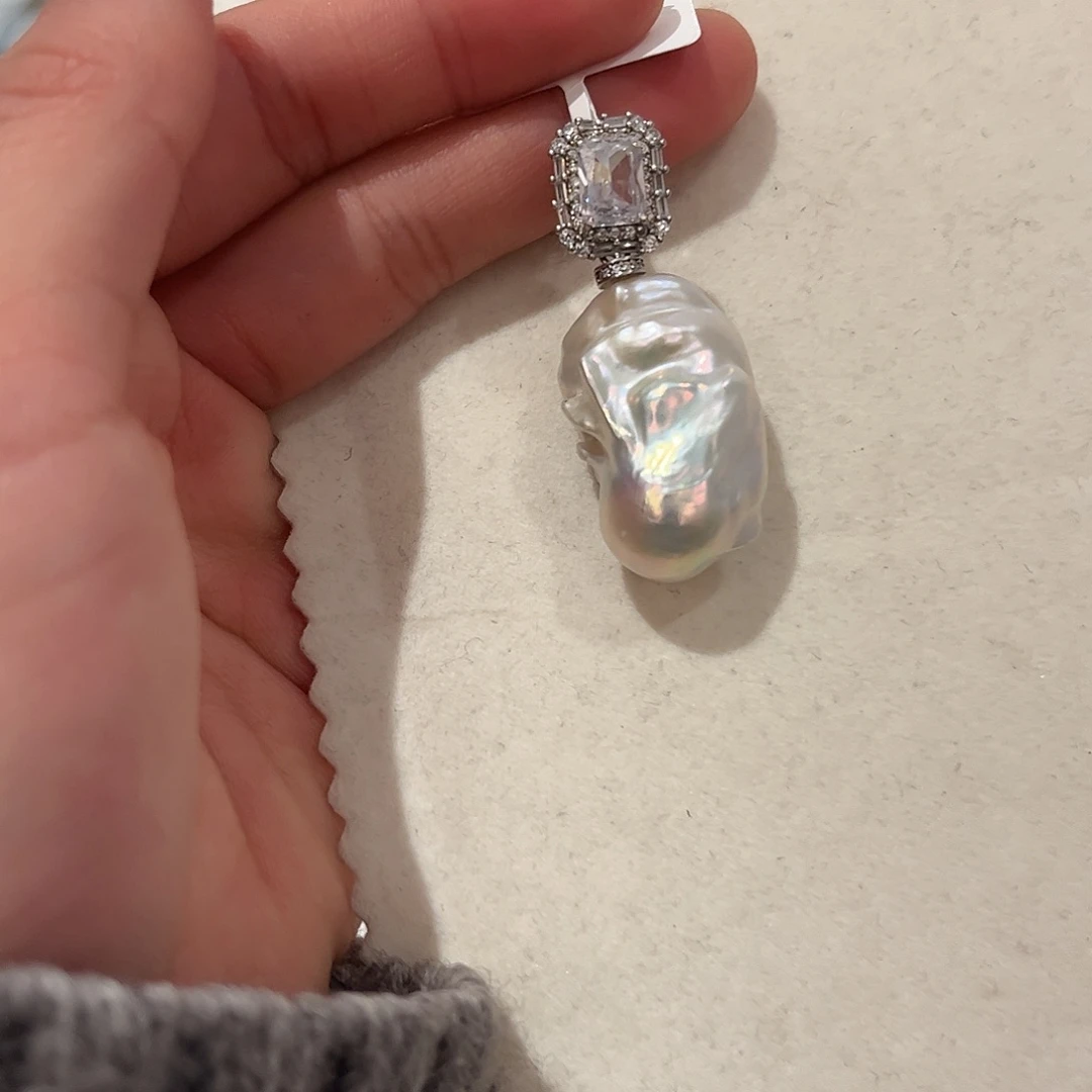 淡水珍珠吊坠(不含链)银S925镶嵌