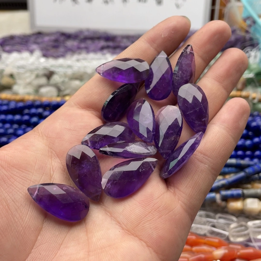 玛瑙/玉髓合金珠宝半成品两个装乌拉圭切面雨滴吊坠13*15mm