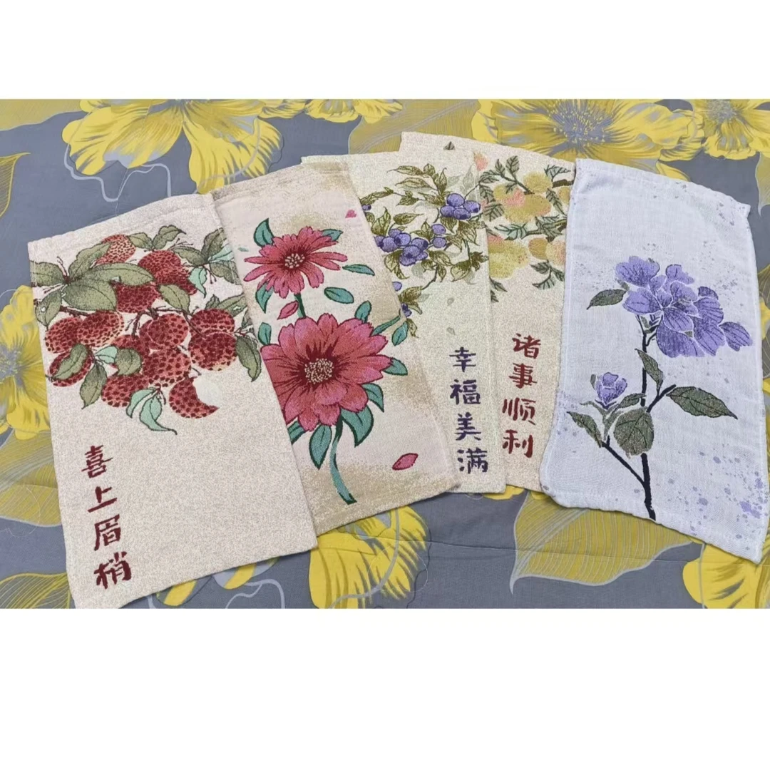纯棉纱布小方巾--花型随机25*50（三条装）-1