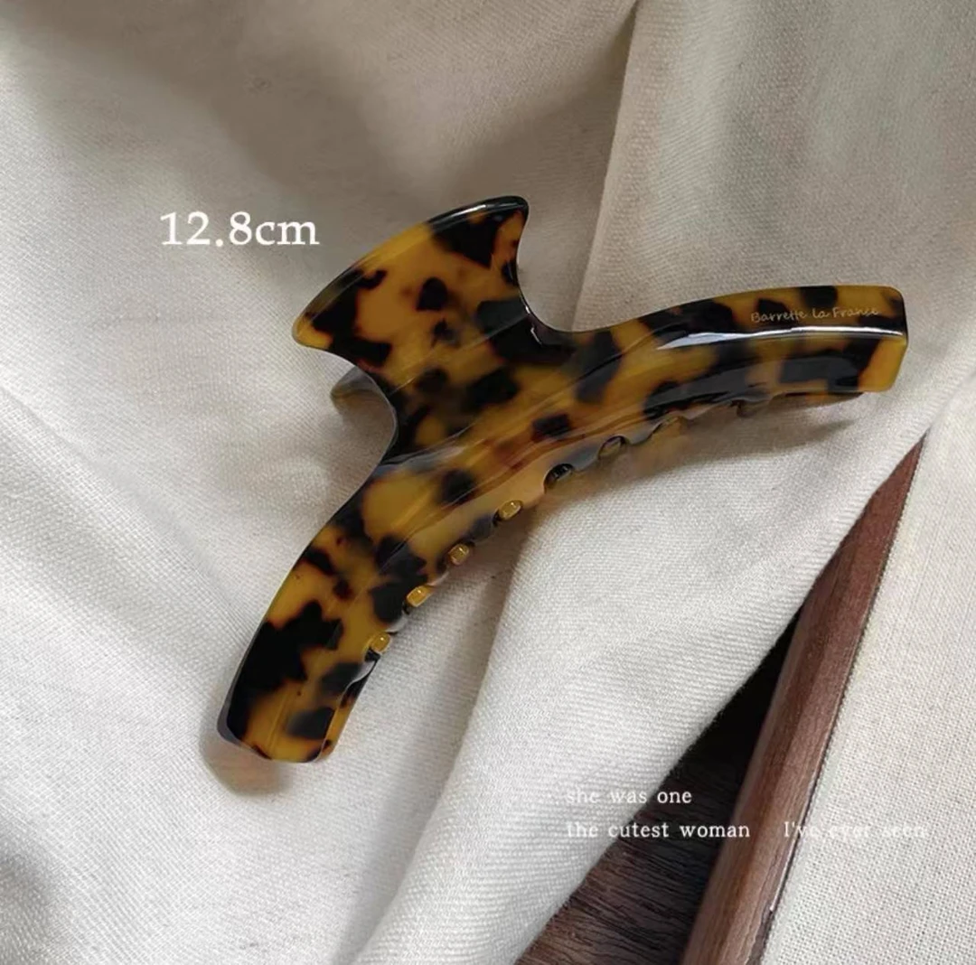 Z787 日韩国france法式醋酸弧形咖玳瑁色鲨鱼夹抓夹