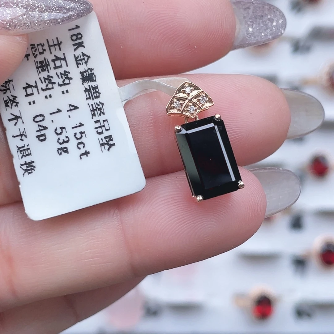 吊坠(不含链)碧玺18K金镶嵌