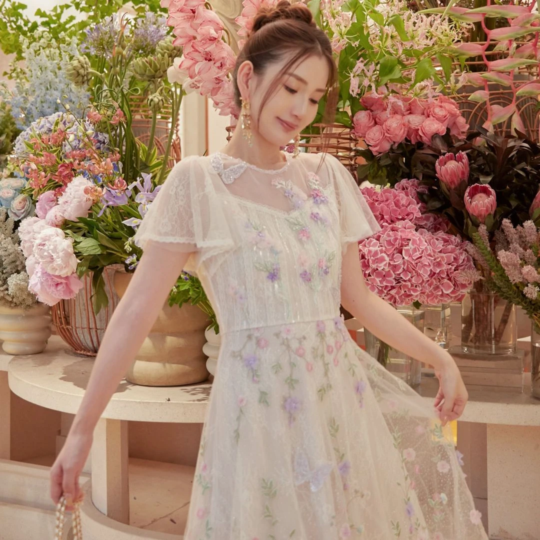 【宠粉专属】Marie Elie【紫藤花萝】钉珠刺绣连衣裙EAE12M11602