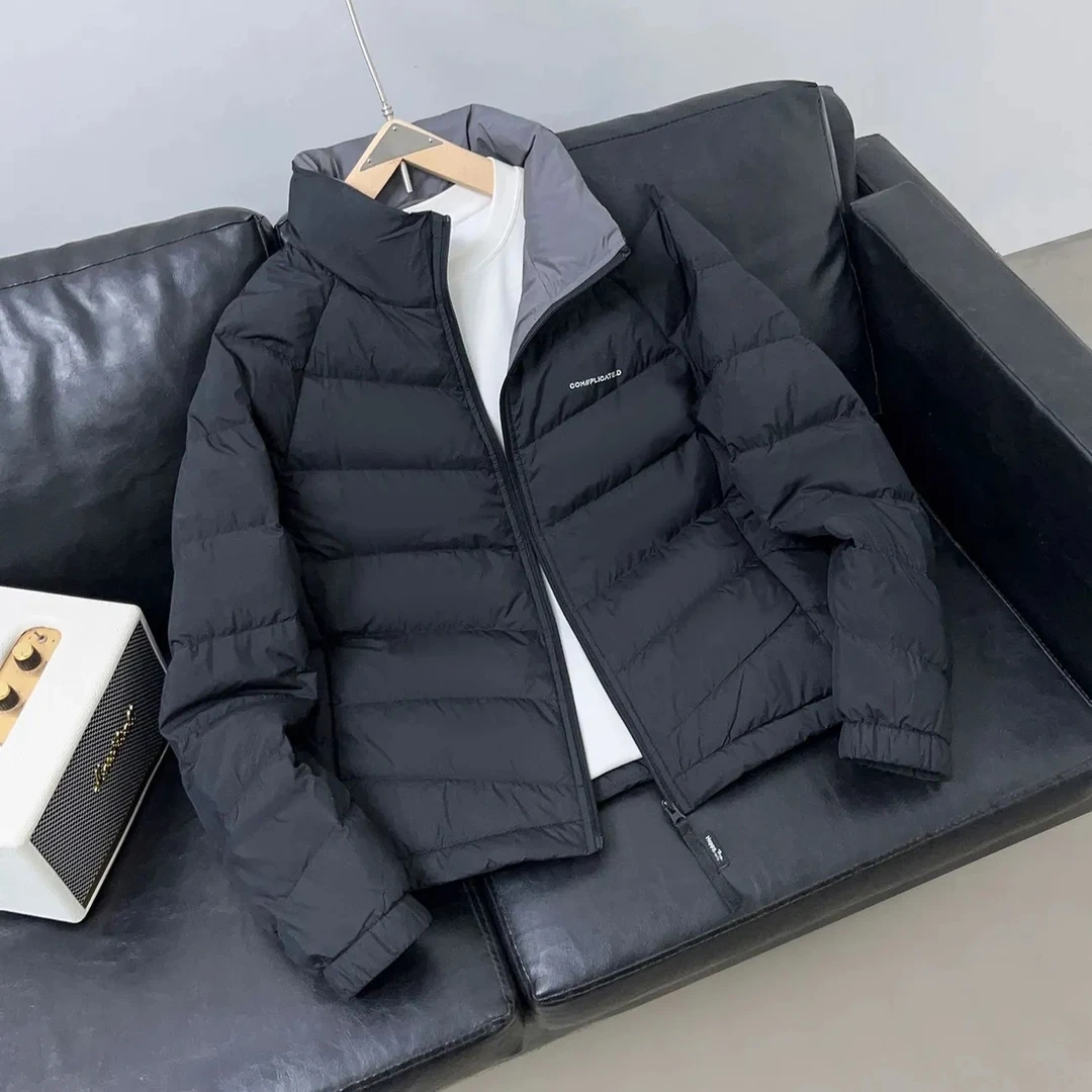 2025新款冬季立领白鸭绒排骨羽绒服男士外套轻薄保暖短款休闲夹克