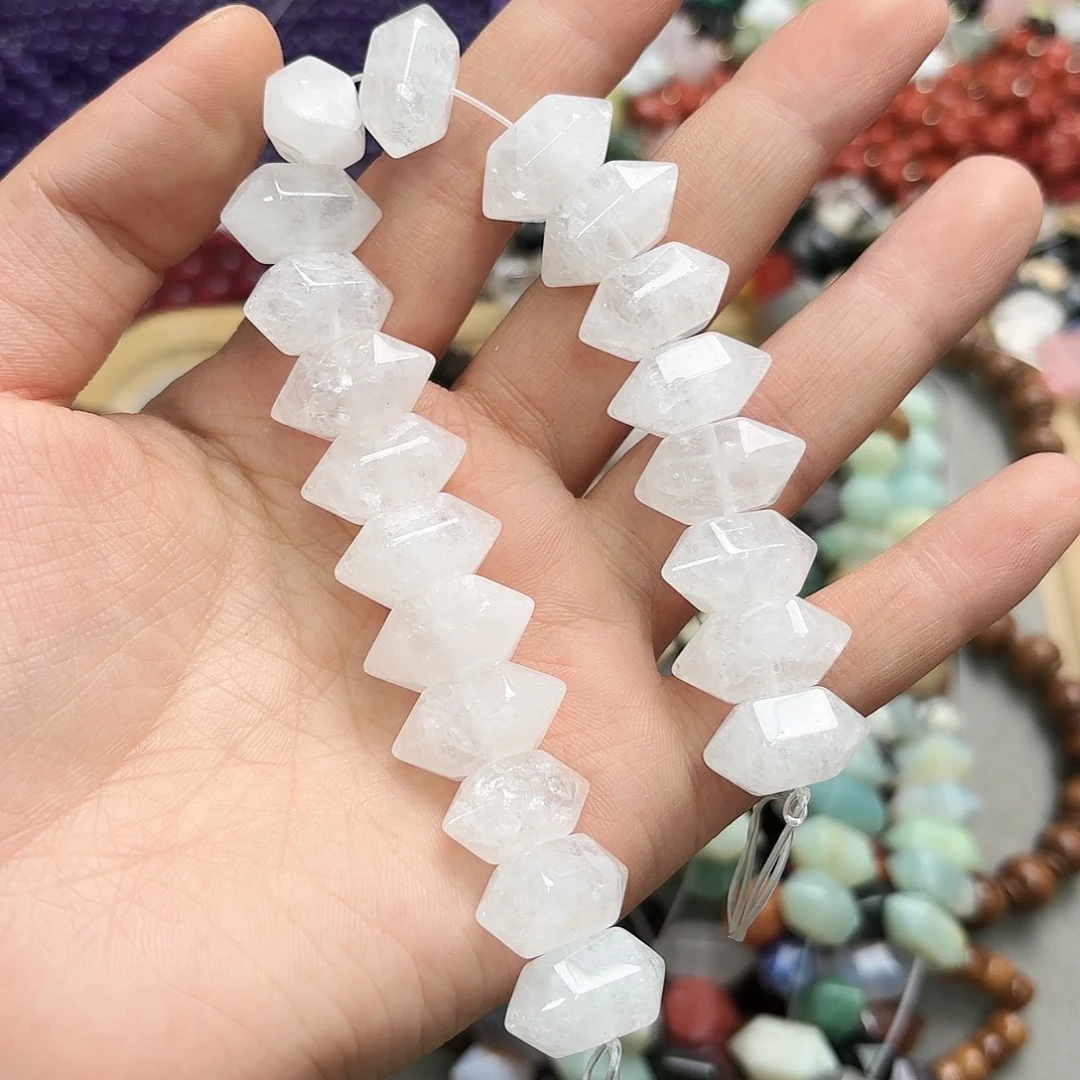 玛瑙/玉髓未镶嵌珠宝半成品10×20白水晶双尖短条