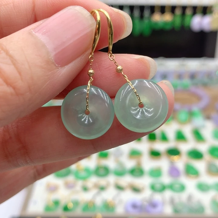 翡翠18K金镶嵌耳饰