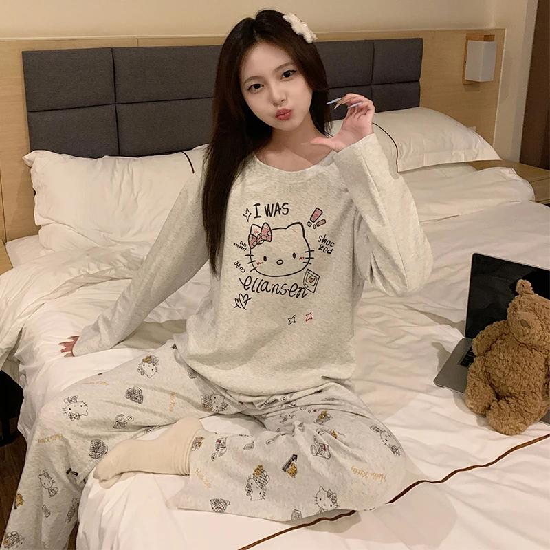 睡衣女款春秋季纯棉薄款长袖天长裤2025年新款甜美女士家居服套装