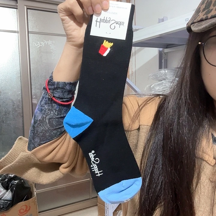 人造彩棉嗨皮中筒袜32