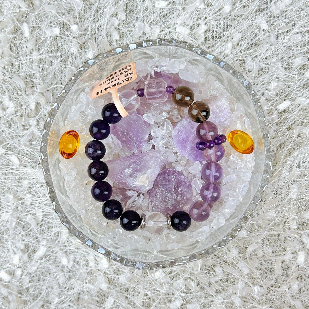 五岳名山天然紫水晶设计款方糖手链女正品收藏级紫水晶手串