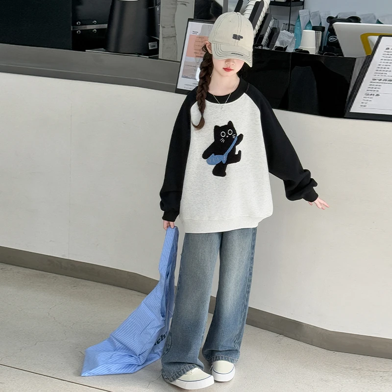 女童卫衣套装2025春季新款儿童宽松长袖中大童学生时髦休闲裤潮款